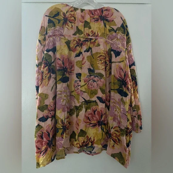 Terra & Sky Pink and Yellow Floral Top Plus 3X EUC - Picture 6 of 7